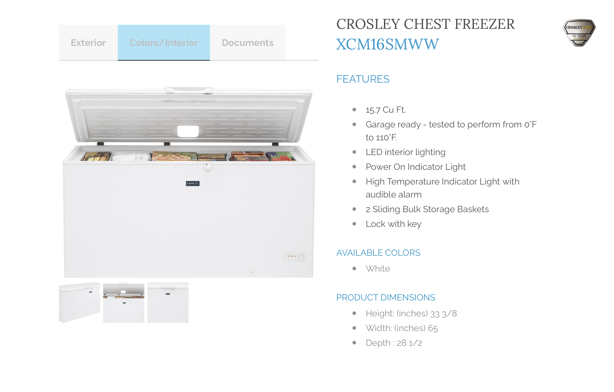 Crosley® 15.7 Cu. Ft. White Chest Freezer we deliver install and finance